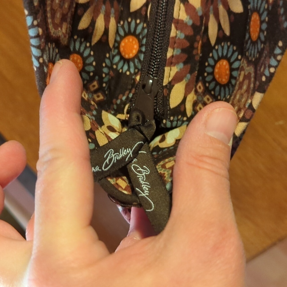 Vera Bradley Brown Floral Tote Handbag Purse - Picture 9 of 11